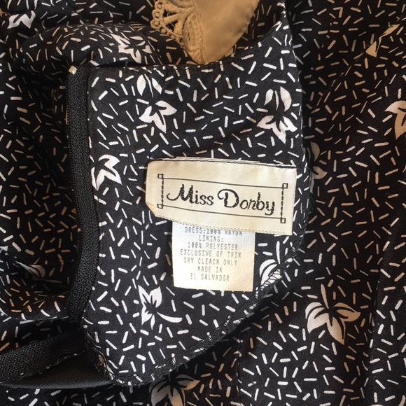 Vintage 80s Navy Cottage Core Modest Loose Fit Midi Dress - Picture 6 of 7